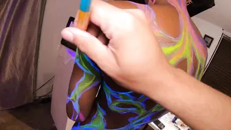 Playing with Mehron New Neon UV Body Paint #4