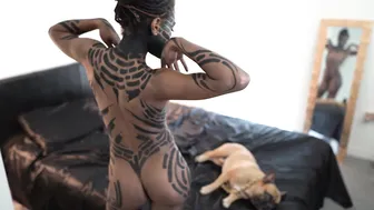 4K Body Painted Tauj with her Pooch #10