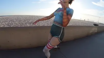 ROLLER GIRL at the Beach Wearing BODY PAINT #4