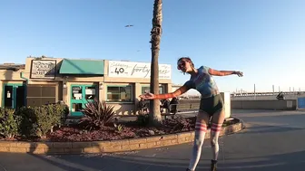 ROLLER GIRL at the Beach Wearing BODY PAINT #7