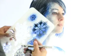 How to Airbrush Body Paint Stencil Snowflakes #10