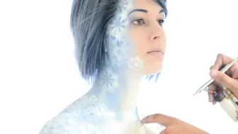 How to Airbrush Body Paint Stencil Snowflakes #8