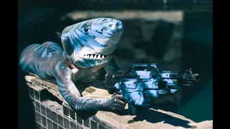 The only thing tougher than a shark is a naked lady shark with guns