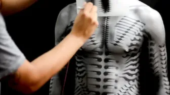 How to Airbrush Body Paint Biomechanical Stencils #6