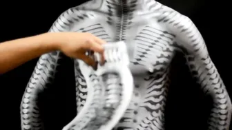 How to Airbrush Body Paint Biomechanical Stencils #7