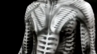 How to Airbrush Body Paint Biomechanical Stencils #9