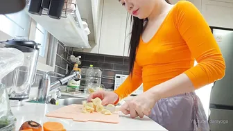 Korean Yoga girl in the Kitchen 줌마홈트, 일상 브이로그 #4