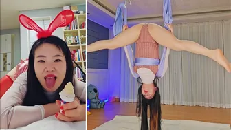 Aerial Yoga in Pantyhose ♥️♥️ 살스 플라잉 줌마요가 맛집 #1