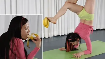 물구나무 요가 / 바나나 먹방 ???? girl eating banana