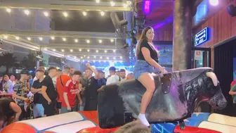 Mechanical bull riding in railway club Jun 18th 2024 in Benidorm Spain ♥️♥️♥️♥️♥️♥️ #1