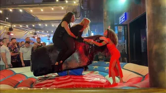 Amazing mechanical bull riding May 8th 2024 night in Benidorm Spain ????