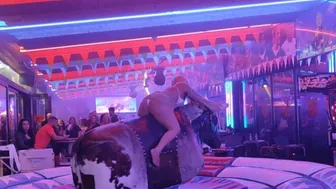 Mechanical bull riding early morning November 18th 2023 in Benidorm ????