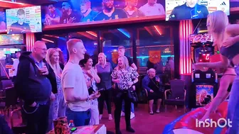 Beautiful ladies riding mechanical bull in Benidorm #10