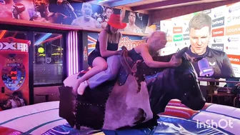 Beautiful ladies riding mechanical bull in Benidorm #7