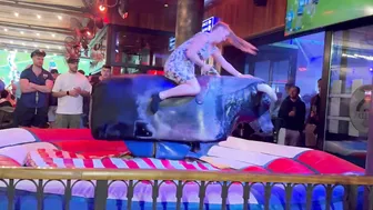 Beautiful lady riding mechanical bull April 30th 2024 in Benidorm Spain ♥️♥️♥️♥️ #7