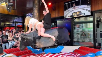 Excelent mechanical bull riding April 17th 2024 in Benidorm Spain????????