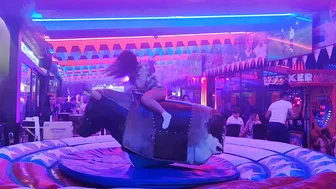 Mechanical bull riding midnight fun November 19th 2023 in benidorm #2