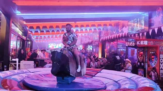 Mechanical bull riding midnight fun November 19th 2023 in benidorm #5