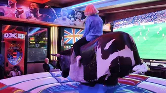 Mechanical bull riding,/ mum on the bull in Benidorm #4