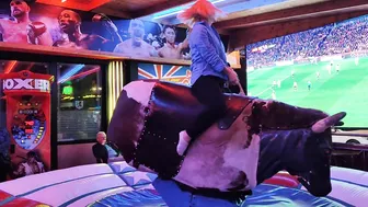 Mechanical bull riding,/ mum on the bull in Benidorm #5