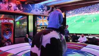 Mechanical bull riding,/ mum on the bull in Benidorm #7