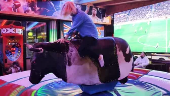 Mechanical bull riding,/ mum on the bull in Benidorm #8