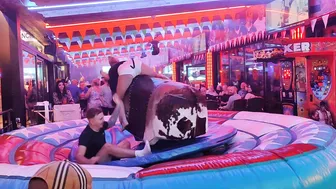 Fun time riding mechanical bull in benidorm 15th 2023 in Spain ♉ #10