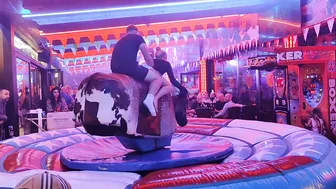 Fun time riding mechanical bull in benidorm 15th 2023 in Spain ♉ #2