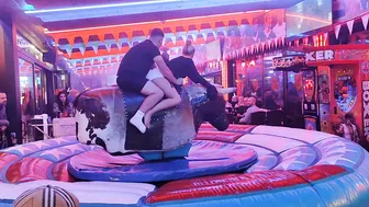 Fun time riding mechanical bull in benidorm 15th 2023 in Spain ♉ #3