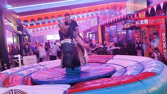 Fun time riding mechanical bull in benidorm 15th 2023 in Spain ♉ #4