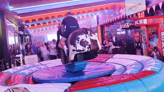 Fun time riding mechanical bull in benidorm 15th 2023 in Spain ♉ #5