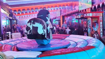 Fun time riding mechanical bull in benidorm 15th 2023 in Spain ♉ #7