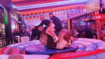 Fun time riding mechanical bull in benidorm 15th 2023 in Spain ♉ #8