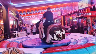 Fun time riding mechanical bull in benidorm 15th 2023 in Spain ♉ #9