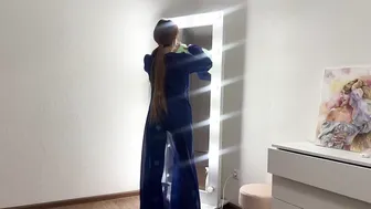 Washing the mirror in a transparent dress #2