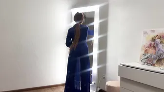 Washing the mirror in a transparent dress #3