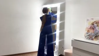 Washing the mirror in a transparent dress #4