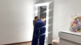 Washing the mirror in a transparent dress #6