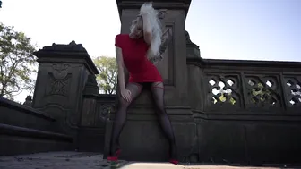 Black Pantyhose Photoshoot in Central Park №2 #4