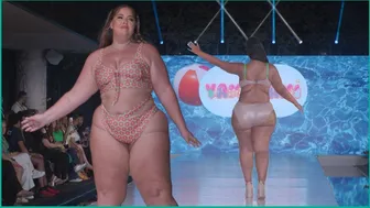 Massive Female Models Walking in Swimwear Fashion Show - Front And Back Walk