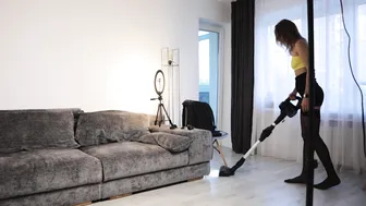 Cleaning a room with a vacuum cleaner | Tina and Eva in a short skirt #3