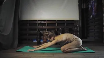 Yoga and stretching in short dress | Tina girl #3