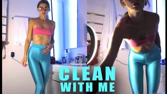 Clean with me bathroom in leggings | Tina girl #1