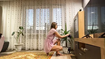 Tina in dress cleaning in the home #8