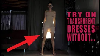 Try on short transparent dresses without... №2