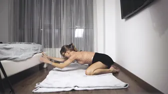 Yoga stretching in transparent bodysuit #5