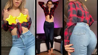 Fit girl try on haul tight jeans #1