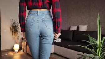 Fit girl try on haul tight jeans #10