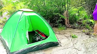 Camping Alone on the River bank near a Hidden Waterfall in the Forest, Cool and Natural Mountain air #4