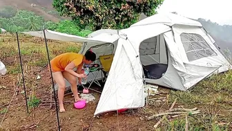 Camping During Heavy Rain & Set Up a Tent for Shelter Cooking Relaxing outdoors || ASMR MOUNTAINS #5